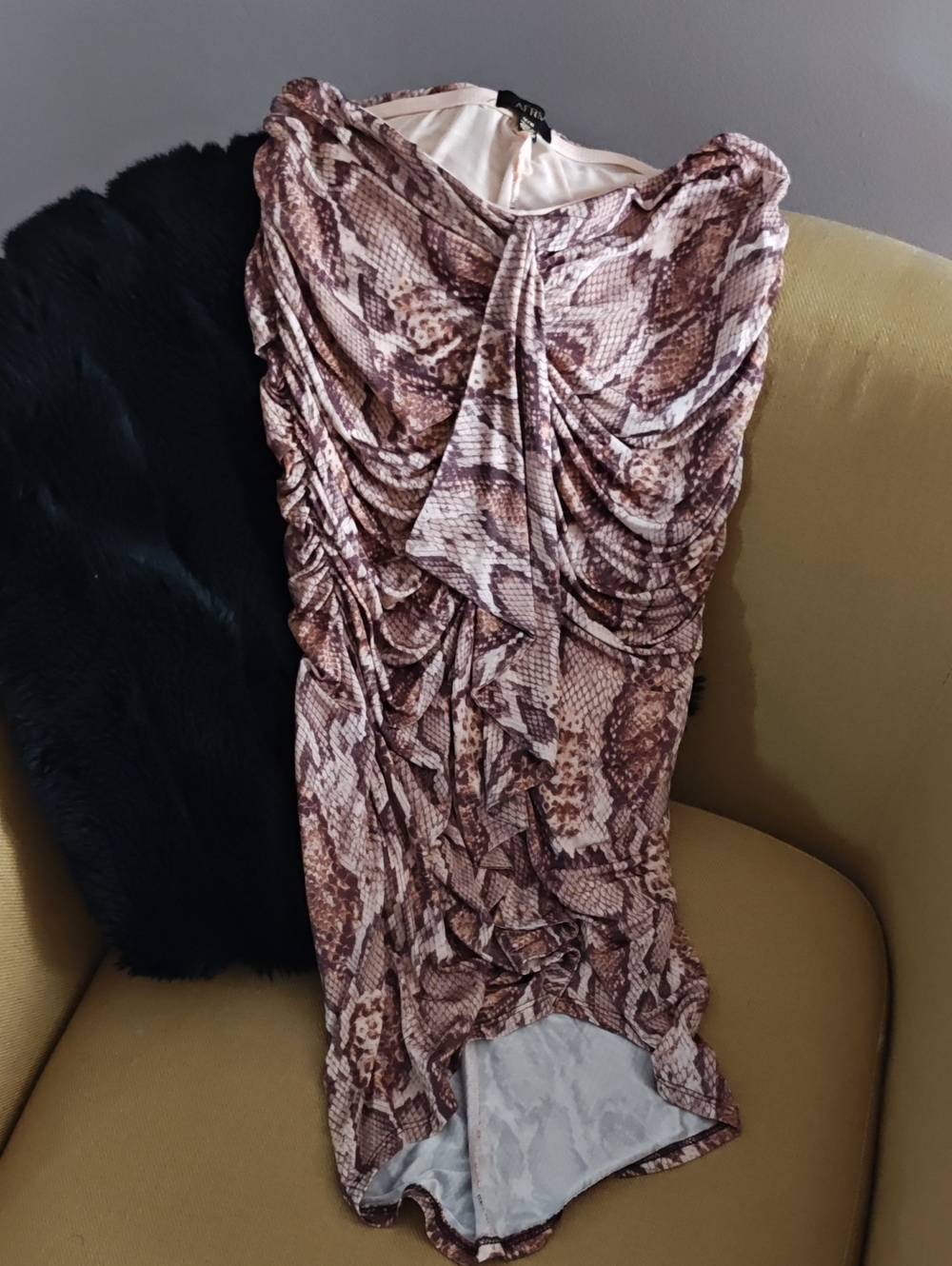 AFRM Brown Snake Print Mini Dress
